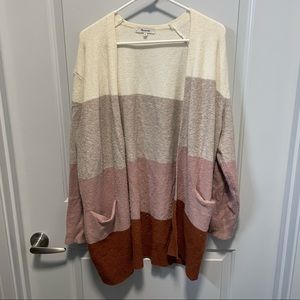Madewell Cream and Pink Colorblock Cardigan, M